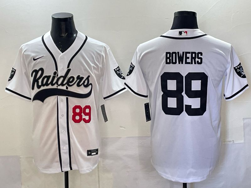 Men 2025 Oakland Raiders #89 Bowers white 3th generation Joint Name Nike Limited NFL Jersey style 002